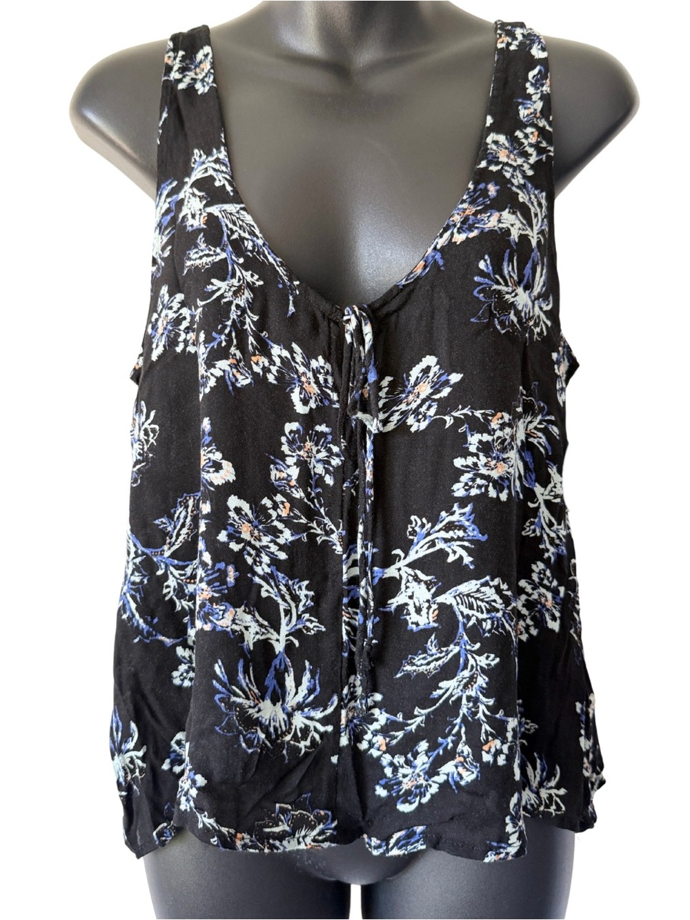 Intimately Free People Rose Cami Tank Top Womens Small Black Floral Open Back